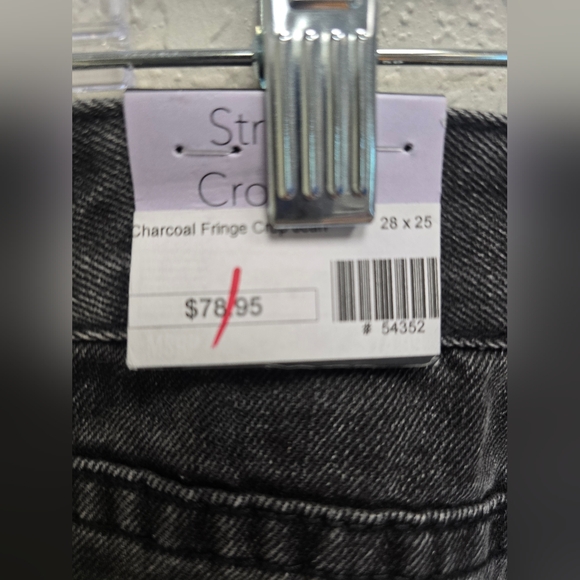 Rock & Roll Denim NWT Dark Wash High Rise Fringe Hem Cropped Straight Leg Wester - Picture 11 of 14